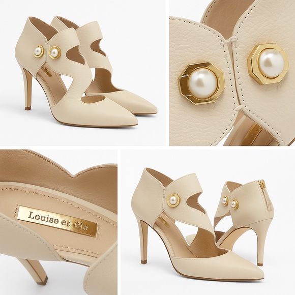 Louise et Cie Lo-Jara Sand Dollar Heels | Pearl Gold Accents | 8M / 38.5 - Picture 1 of 12